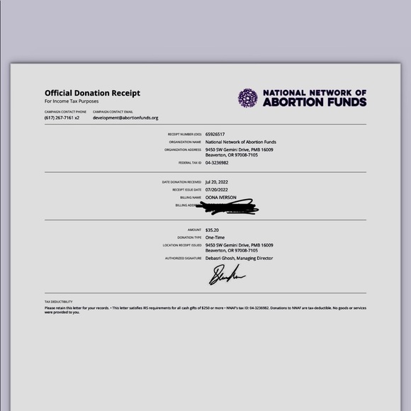 Duplicate post - donation confirmation for fundraiser. - Picture 1 of 5